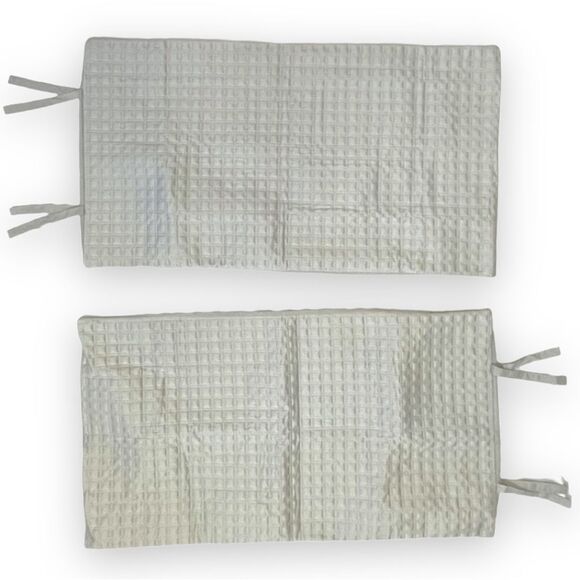 DKNY Satin Gray Window Pane Quilt Double Tie KING Pillow Sham Set - Picture 2 of 14